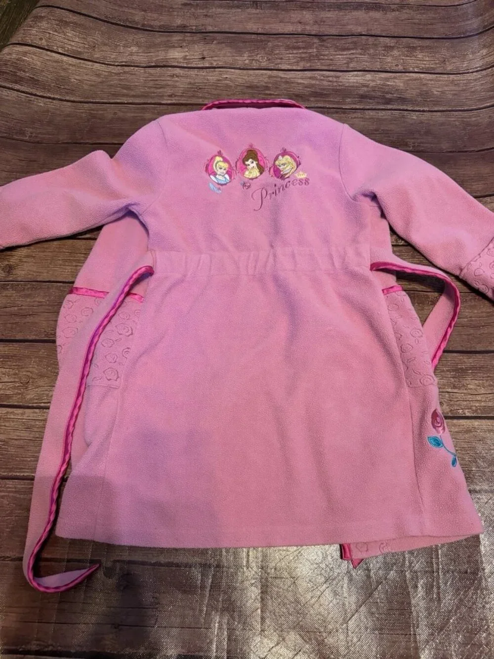 Kid's Disney Store Princess Pink Rose Robe XS Cinderella Belle Sleeping Beauty